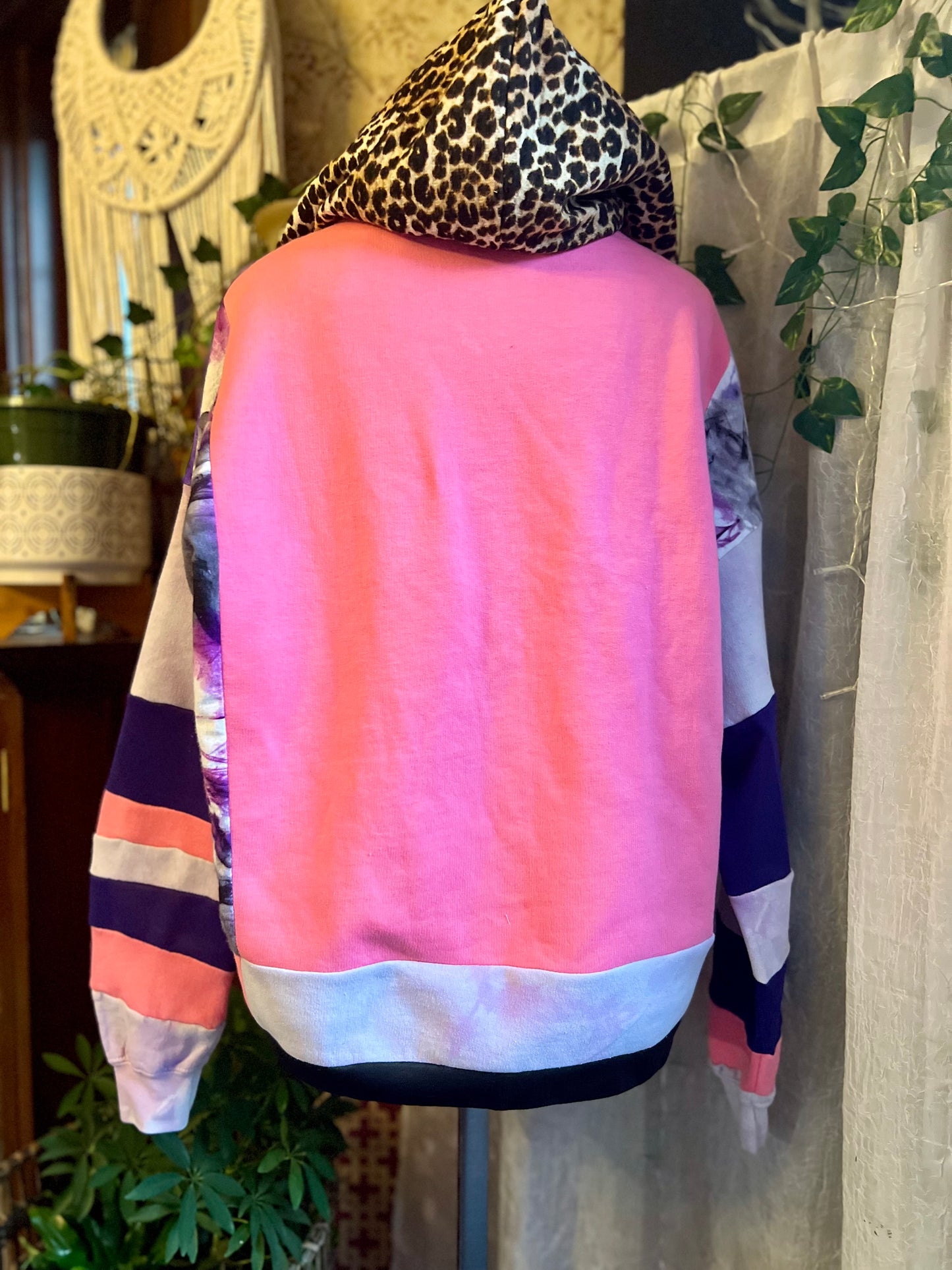 Oversized Fleece Patchwork Hoodie - Mia
