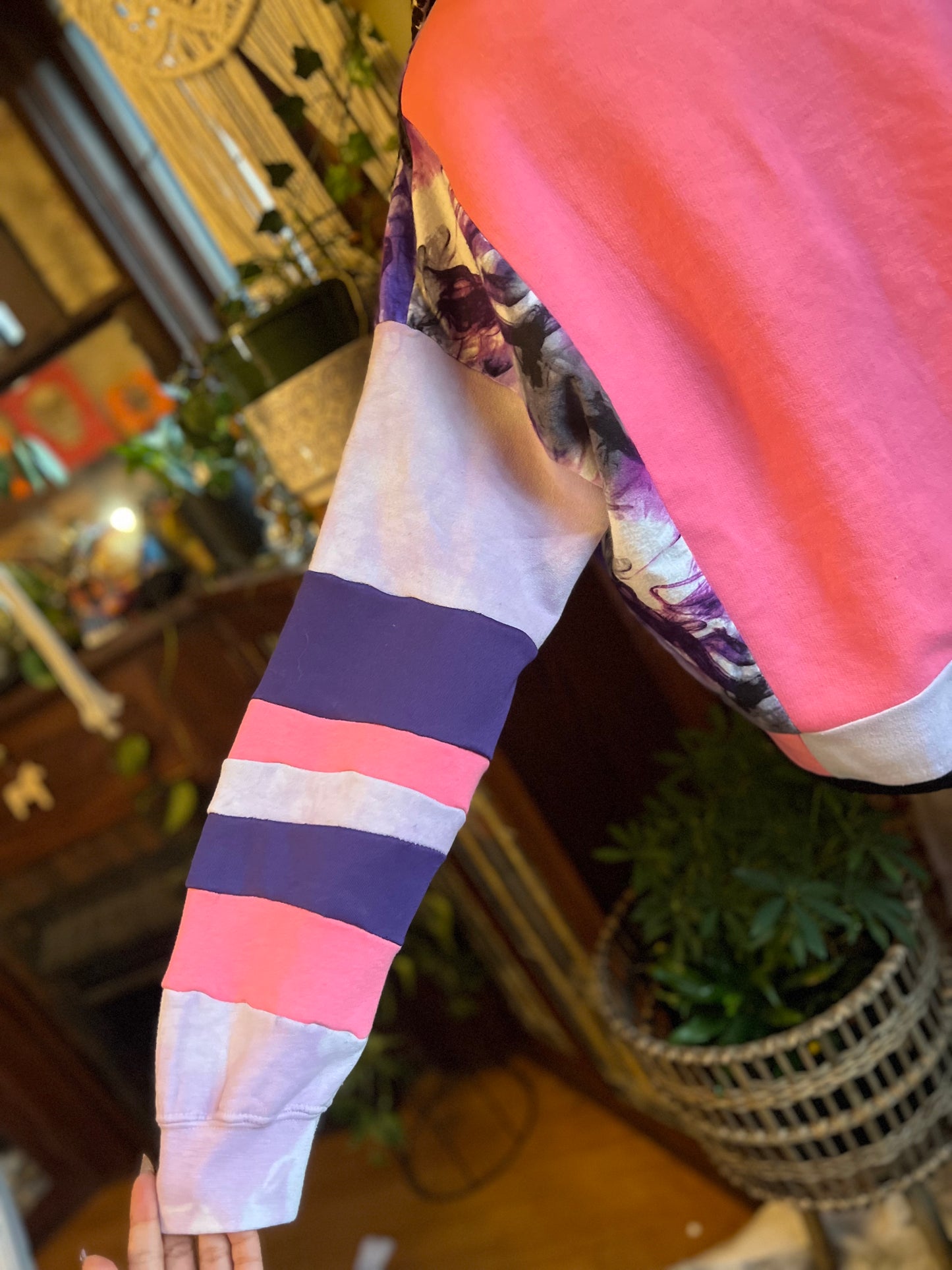 Oversized Fleece Patchwork Hoodie - Mia