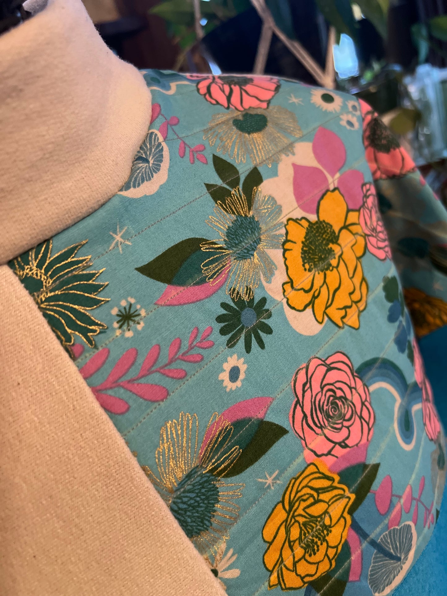 Unique, Quilted, Crewneck Sweatshirt Pocket, Boho Fleece-lined Patchwork, Upcycled, Thrifted Clothing for Women - Ezra