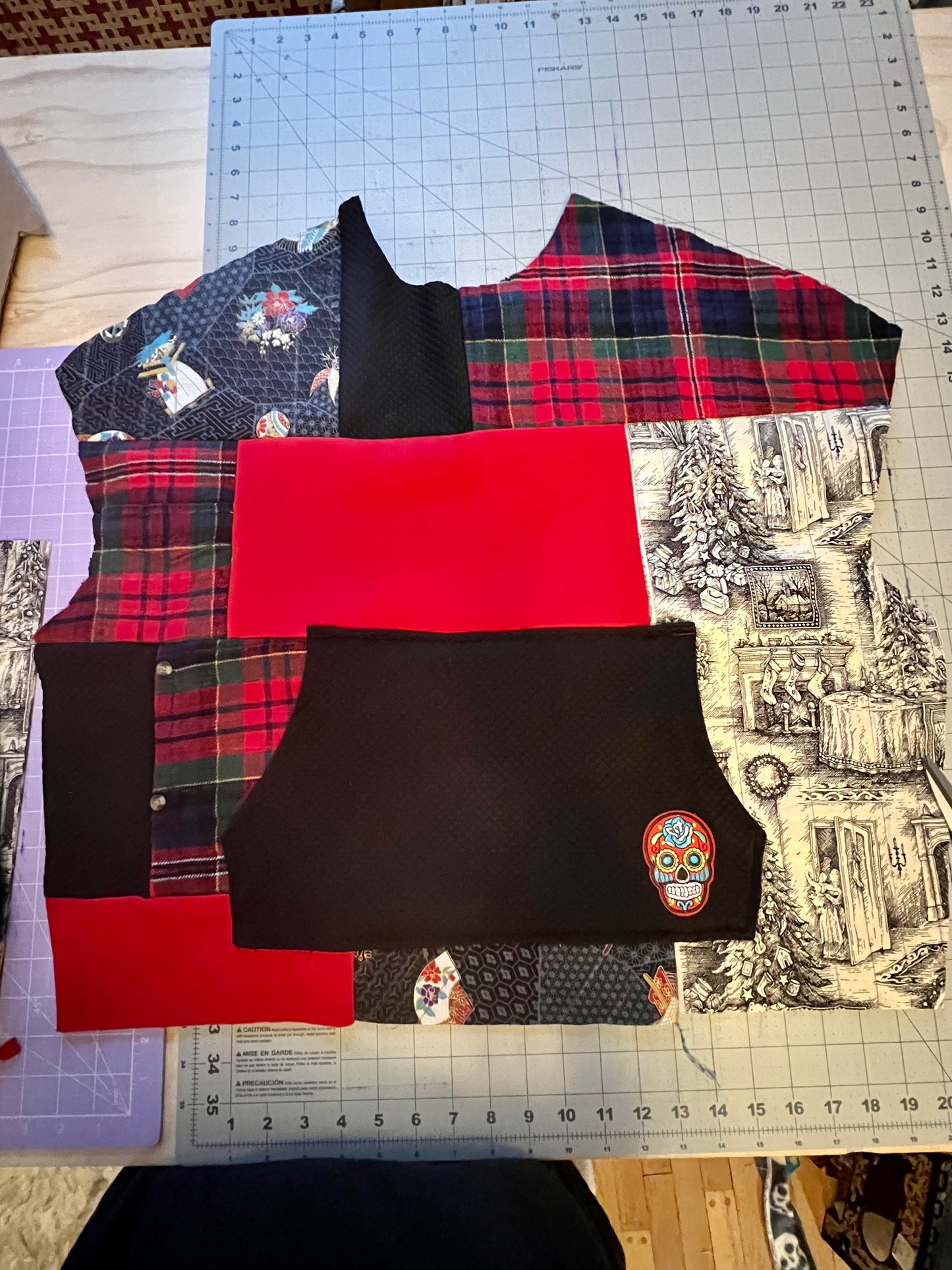 Unique Holiday Hooded Upcycled Sweatshirt Pocket Boho Streetwear Hoodie Patchwork Sweatshirt Upcycled, Thrifted Clothing for Women- Rachel