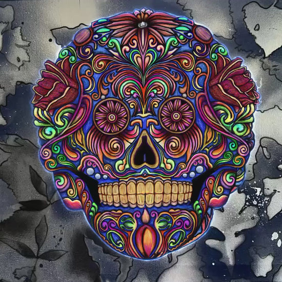 Original Art Realistic Sugar Skull Digital Drawing Skull art downloadable gothic art boho skull art print, printable home decor Floral skull